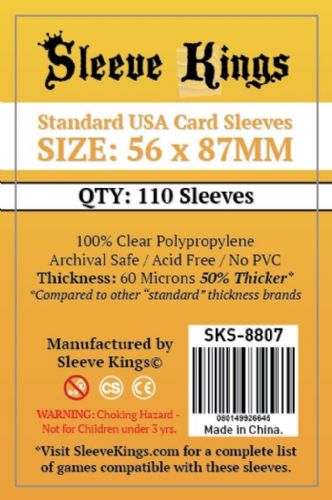 Sleeve Kings Standard USA Card Sleeves (56x87mm), SKS-8807 - 110 Pack ideal for Fluxx